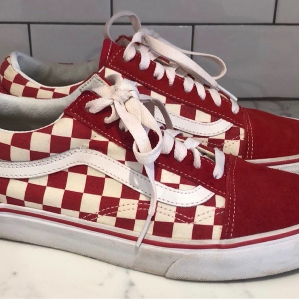 Vans Red and White Checkered Sneakers